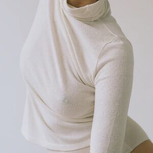 Ozma Marianne Raw Silk Turtleneck Natural Small